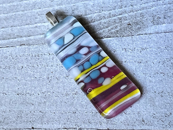 Fused Glass Pendant~Electric Lemonade