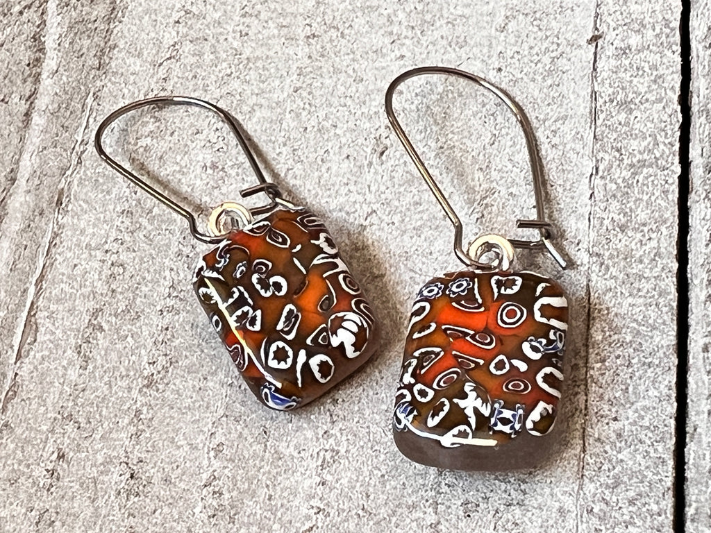 Fused Glass Earrings~Pumpkin Spice