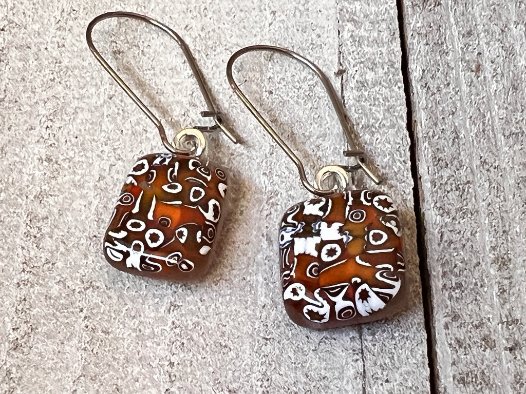 Fused Glass Earrings~Pumpkin Spice