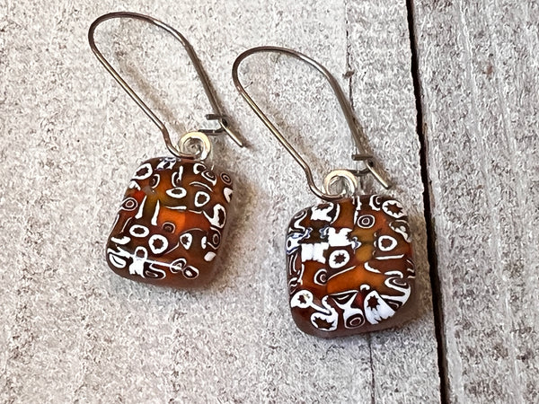 Fused Glass Earrings~Pumpkin Spice