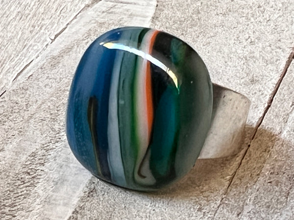 Fused Glass Adjustable Ring~ In The Flow