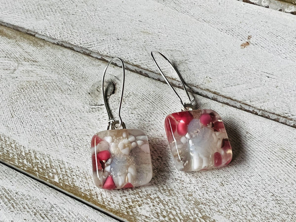 Fused Glass Earrings~ Pink Champagne Collection
