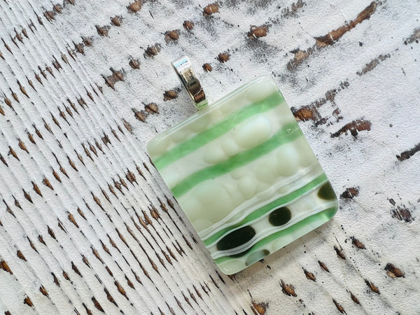 Fused Glass Pendant~ Pistachio Torte