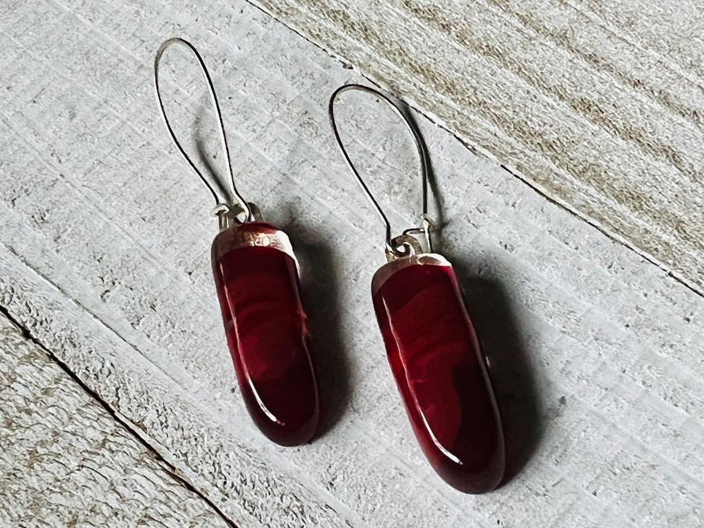Fused Glass Earring’s~ Red