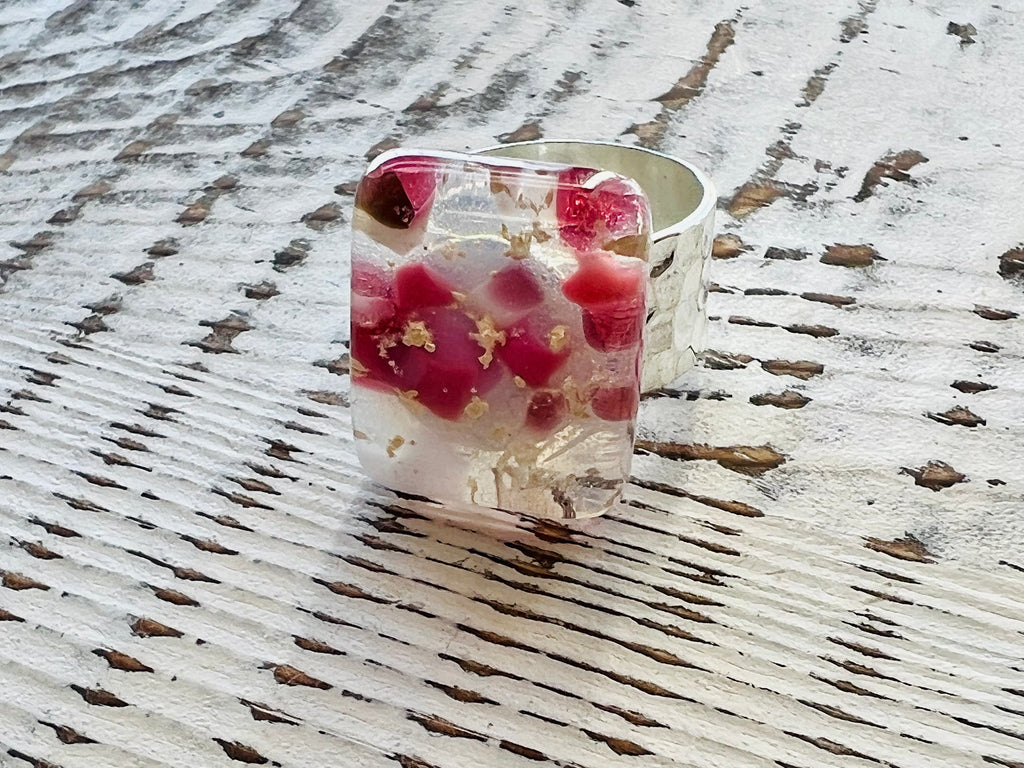 Fused Glass Ring~ Pink Champagne Collection